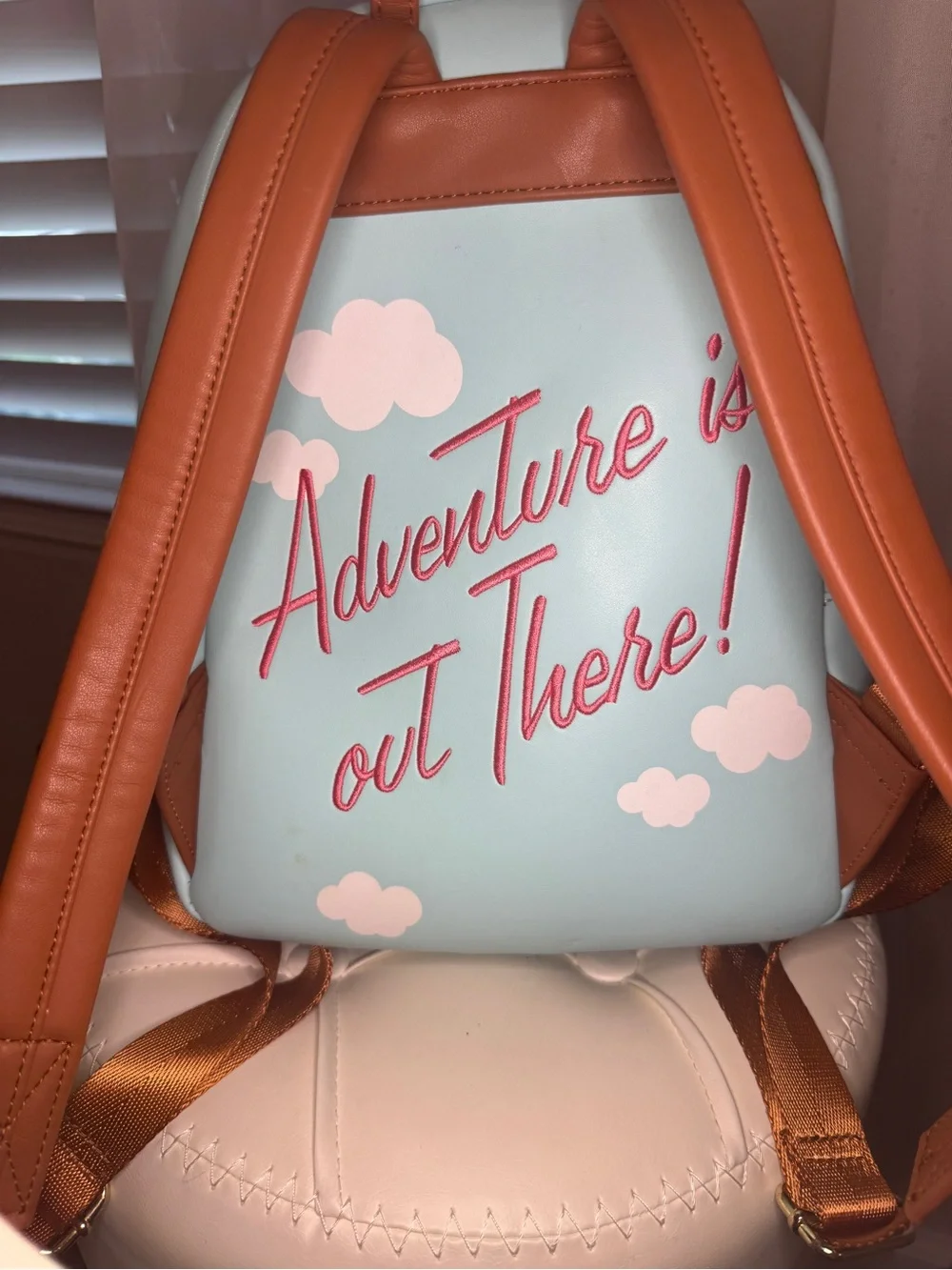 Loungefly Disney Blue UP Balloon Mini Backpack with Brown Trim